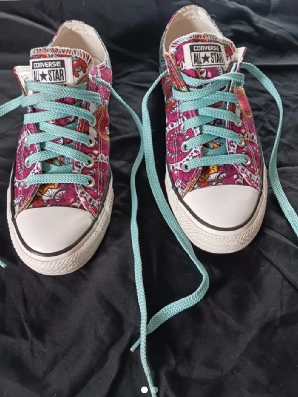 Converse Mandala Low-Top Sneakers in Pink with Aqua Laces